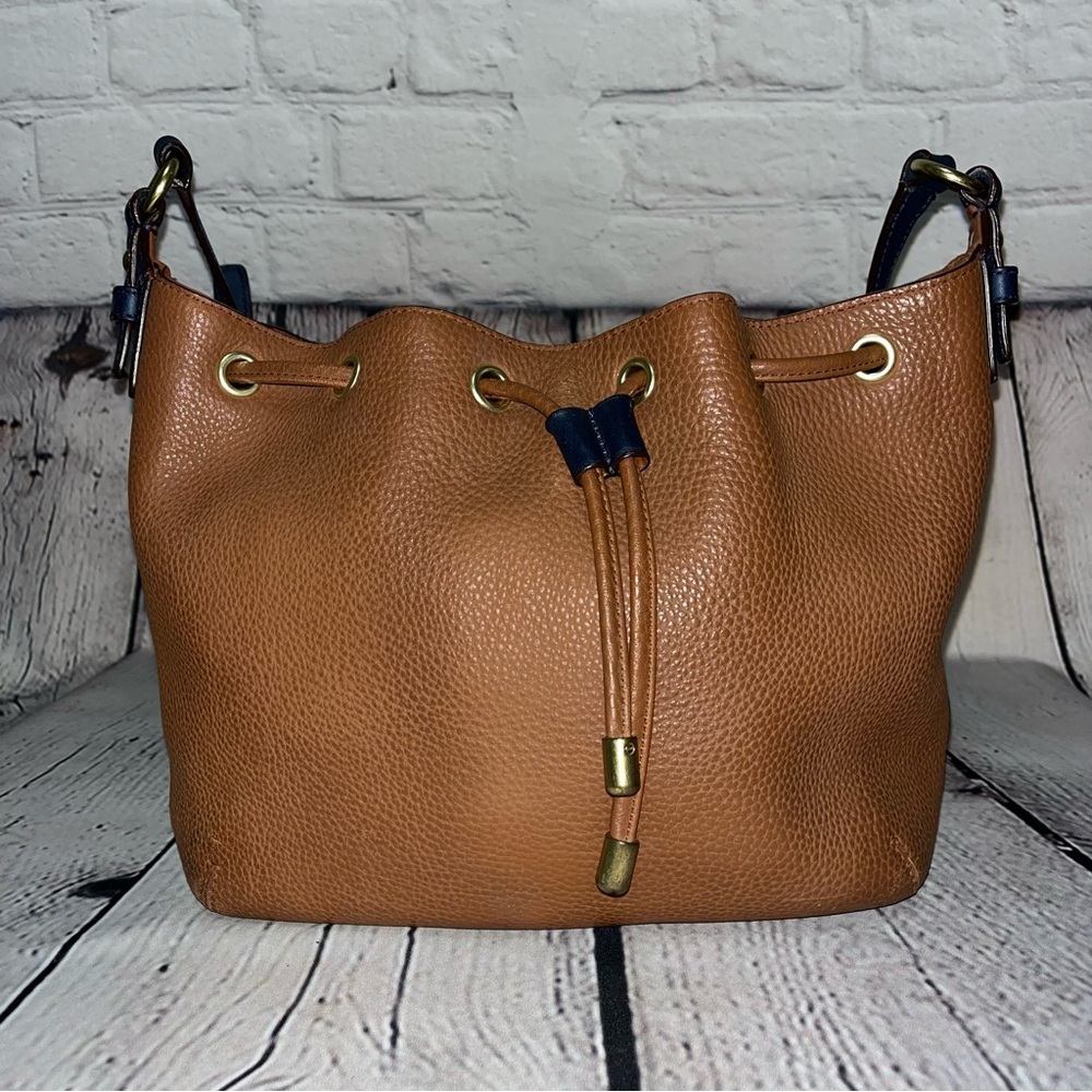 Vintage Y2K Coach Legacy Brown Leather Drawstring Crossbody Bag (Style #25305)